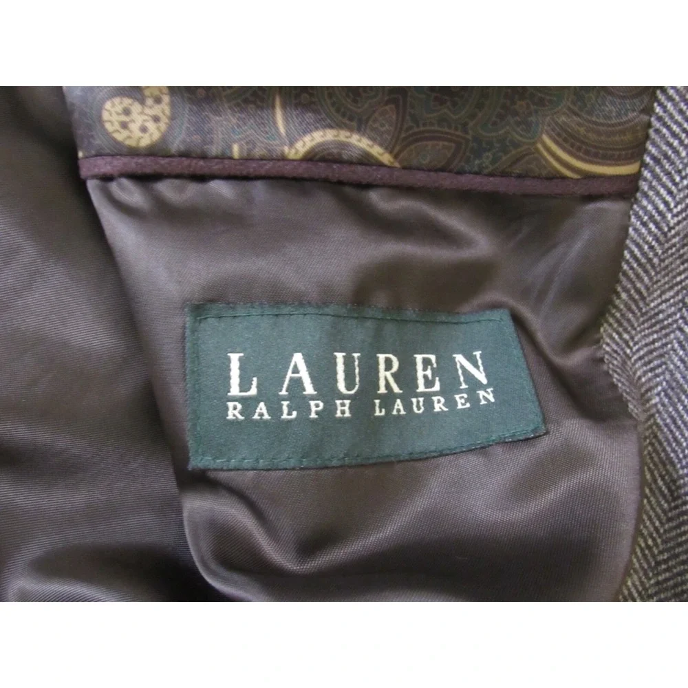 Lauren Ralph Lauren Houndstooth Wool Cashmere Blend Blazer Sz 44L For Macy's